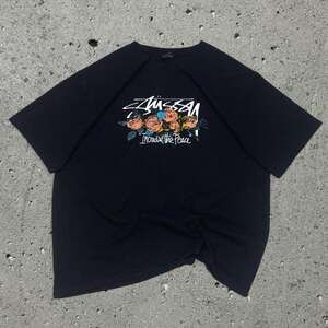 RARE Stüssy ITP Roses Tee Black “Increase The Peace” Graphic Streetwear T-Shirt